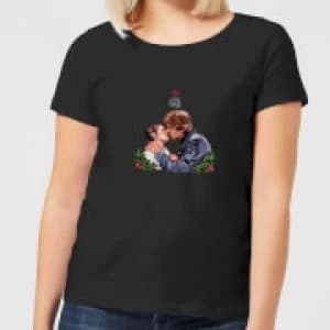 Star Wars Mistletoe Kiss Womens Christmas T-Shirt - Black