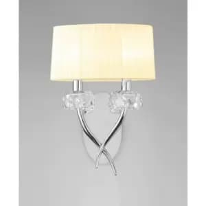 Loewe Wall Light 2 E14 Bulbs, Polished Chrome with Cream Shade