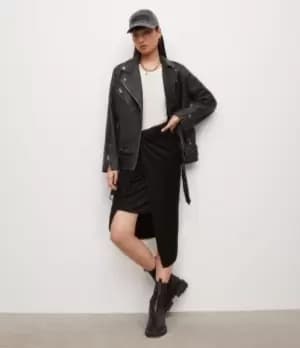 AllSaints Womens Ara Sami Skirt, Black, Size: 14