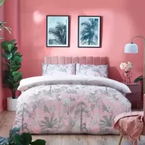 Colony Palm Botanical Duvet Cover Set Pink