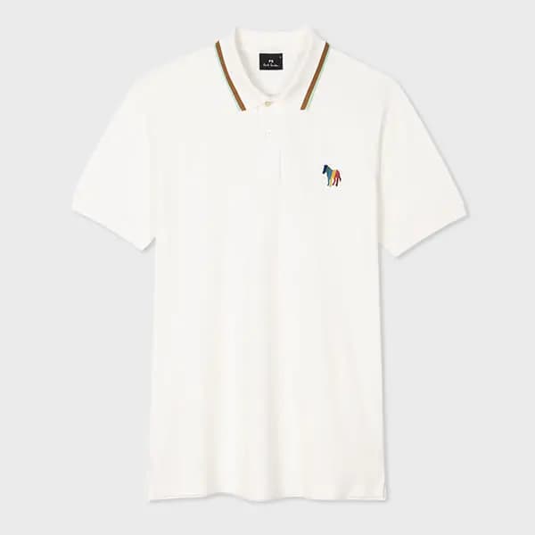 Paul Smith Ecru Stretch-Cotton 'Broad Stripe Zebra' Polo Shirt