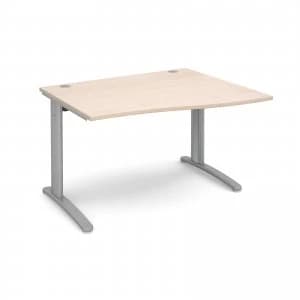 TR10 Right Hand Wave Desk 1200mm - Silver Frame maple Top