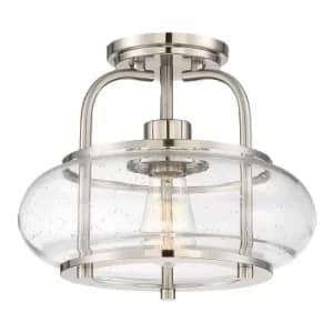Trilogy 1 Light Semi-Flush Mount, Brushed Nickel, E27