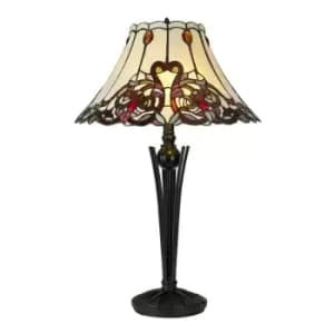Luminosa Lighting - Luminosa Tiffany Table Lamp, 2 x E27, Red , Orange , Crystal , Black