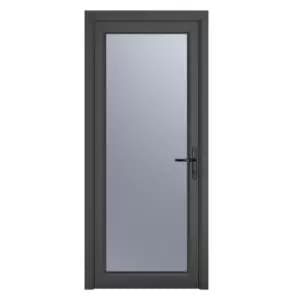 Crystal uPVC Obscure Single Door Full Glass Left Hand Open 890mm x 2090mm Obscure Glazing - Grey