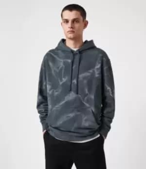 AllSaints Mens Cruz Pullover Hoodie, Washed Black, Size: M