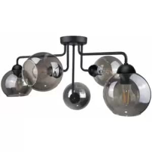 Keter Cosmo Multi Arm Semi Flush Ceiling Light Black, 50cm, 3x E27