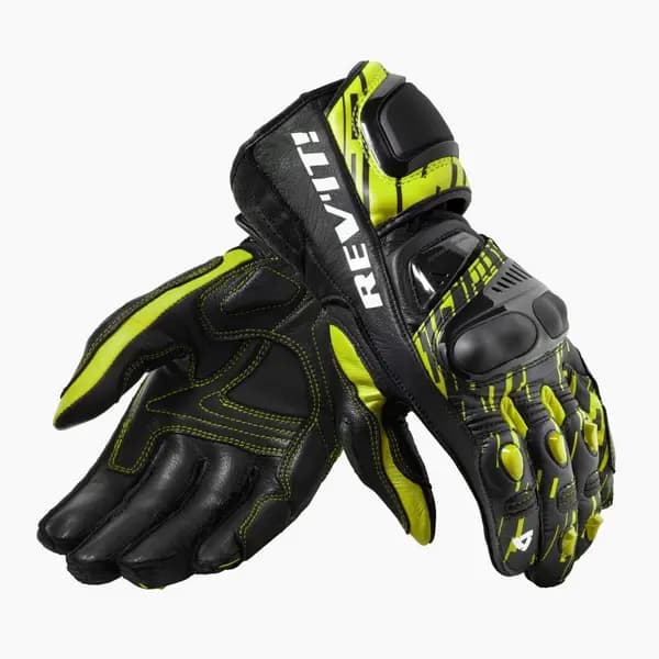 REV'IT! Quantum 2 Neon Yellow Black Motorcycle Gloves Size 2XL