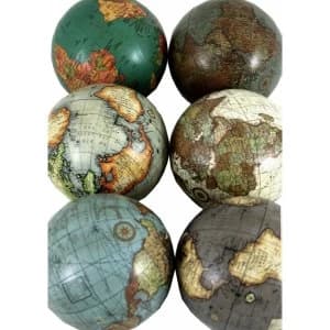Set of 6 x 3" Decorative Globes In Assorted Colours