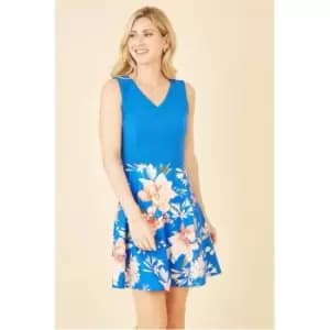 Mela London Blue Floral Skater Dress - Blue