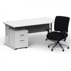 Impulse 1600800 Silver Cant Desk White 2 Dr Mobile Ped & Chiro
