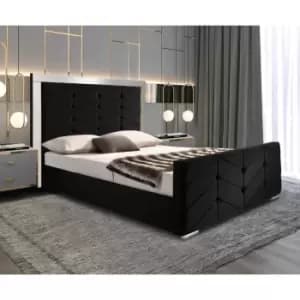 Marisa Bed Double Plush Velvet Black
