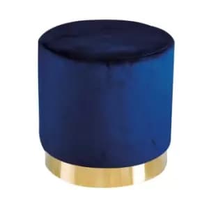 Lara Pouffe Midnight Blue Velvet