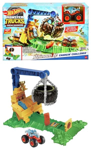 Hot Wheels Monster Truck Rhinomite Chargin Challenge Playset