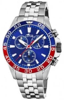 Lotus Mens Stainless Steel Bracelet Blue Dial Blue/Red Watch