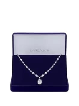 Jon Richard Rhodium Plated Cubic Zirconia Statement Crystal Necklace, Silver, Women