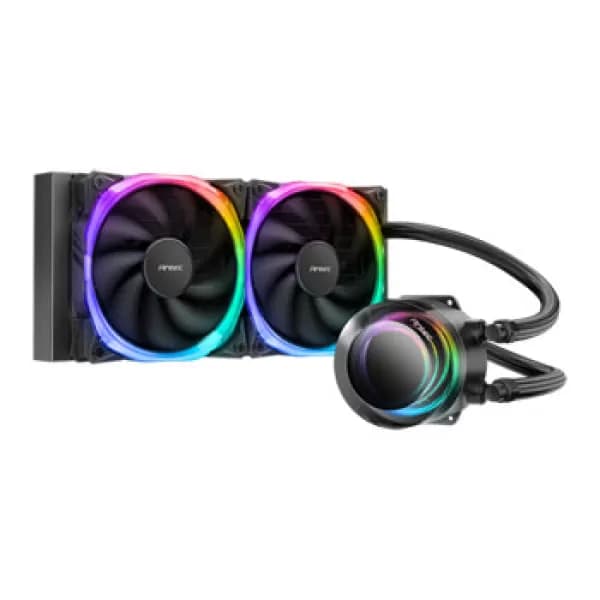 Antec VORTEX 240 ARGB. Type: All-in-One liquid cooler Maximum airflow: 57.93 cfm Bearing type: Hydraulic. Product colour: Black