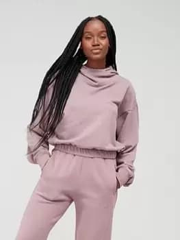 adidas Studio Lounge Crop Hoodie - Light Red, Light Red Size M Women