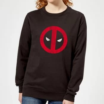 Marvel Deadpool Cracked Logo Womens Sweatshirt - Black - XXL