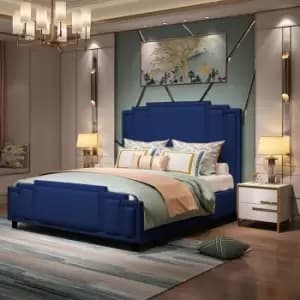 Elixa Bed Small Double Plush Velvet Blue