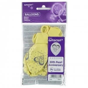 Partymor Balloons Pack of 6 - 30th Pearl