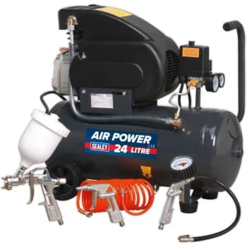 Sealey - SAC2420EPK Compressor 24L Direct Drive 2hp with 4pc Air Accessory Kit