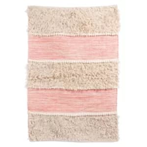 Sass & Belle Pink Scandi Boho Tufted Stripe Rug