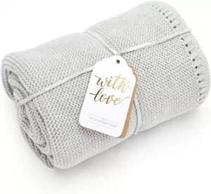 The Little Green Sheep ORGANIC KNITTED CELLULAR BABY BLANKET, Grey