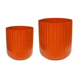 Hudson Orange Corrugated Planters, Set of Two
