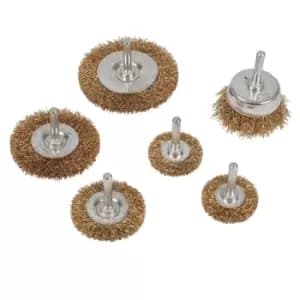 Silverline Brassed Steel Wire Wheel & Cup Brush Set 6pce - 6pce