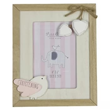 4" x 6" - Petit Cheri Pink Christening Photo Frame
