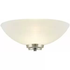 Dimmable LED Wall Light Satin Chrome White Line Pattern Glass Shade Dome Lamp