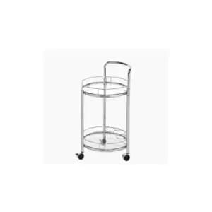 79cm Value Chrome Metal And Clear Glass Trolley