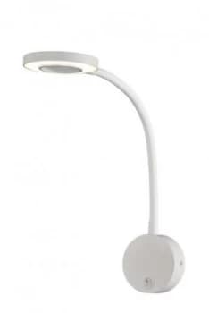 Wall Lamp , Reader 1L 5W LED Ring Head, 3000K, 261lm, Round Base Matt White