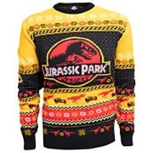 Jurassic Park Christmas Knitted Jumper - Yellow - L
