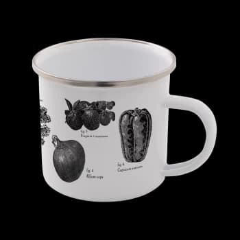 Vegetables Enamel Mug - White