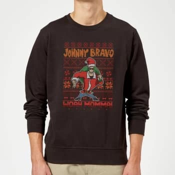 Johnny Bravo Johnny Bravo Pattern Christmas Sweatshirt - Black - L