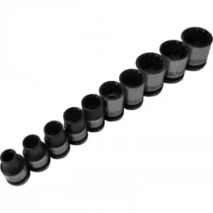 10 Piece 3/8" Spline Sockets (7-18mm)(9/32-23/32)
