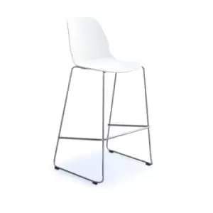 Strut multi-purpose stool with chrome sled frame - white