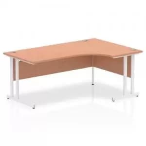 Impulse 1800mm Right Crescent Desk Beech Top White Cantilever Leg