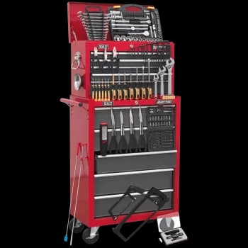 Sealey American Pro 14 Drawer Roller Cabinet and Tool Chest + 239 Piece Tool Kit Red / Grey