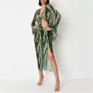 Missguided Abstract Print Plisse Midaxi Skirt - Multi