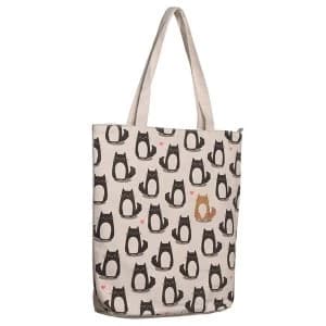 Cat Design Zip Up Shopping Bag