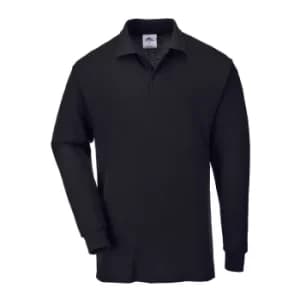 Portwest Mens Genoa Long Sleeved Polo Shirt Black 3XL