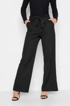 Petite Tie Waist Wide Leg Trousers