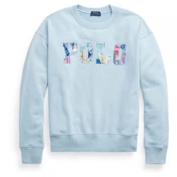 Polo Ralph Lauren Plaid Logo Crewneck Sweatshirt - Alpine Blue