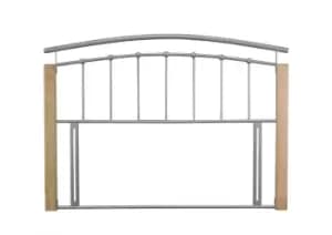 Serene Tetras 4ft Small Double Silver And Beech Metal Headboard