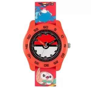 Pok?mon Red Silicone Strap Time Teacher Watch POK9023