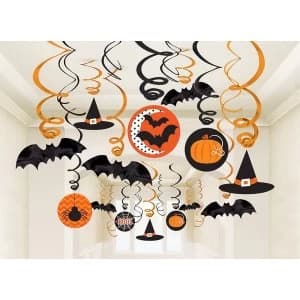 Hats And Bats Hanging Swirls Halloween Decoration