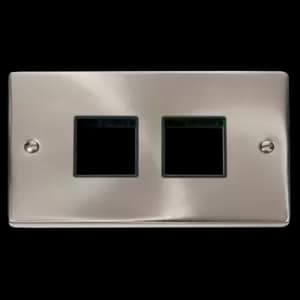Click Scolmore MiniGrid 2 Gang Plate (2+2) Aperture Satin Chrome - VPSC404BK